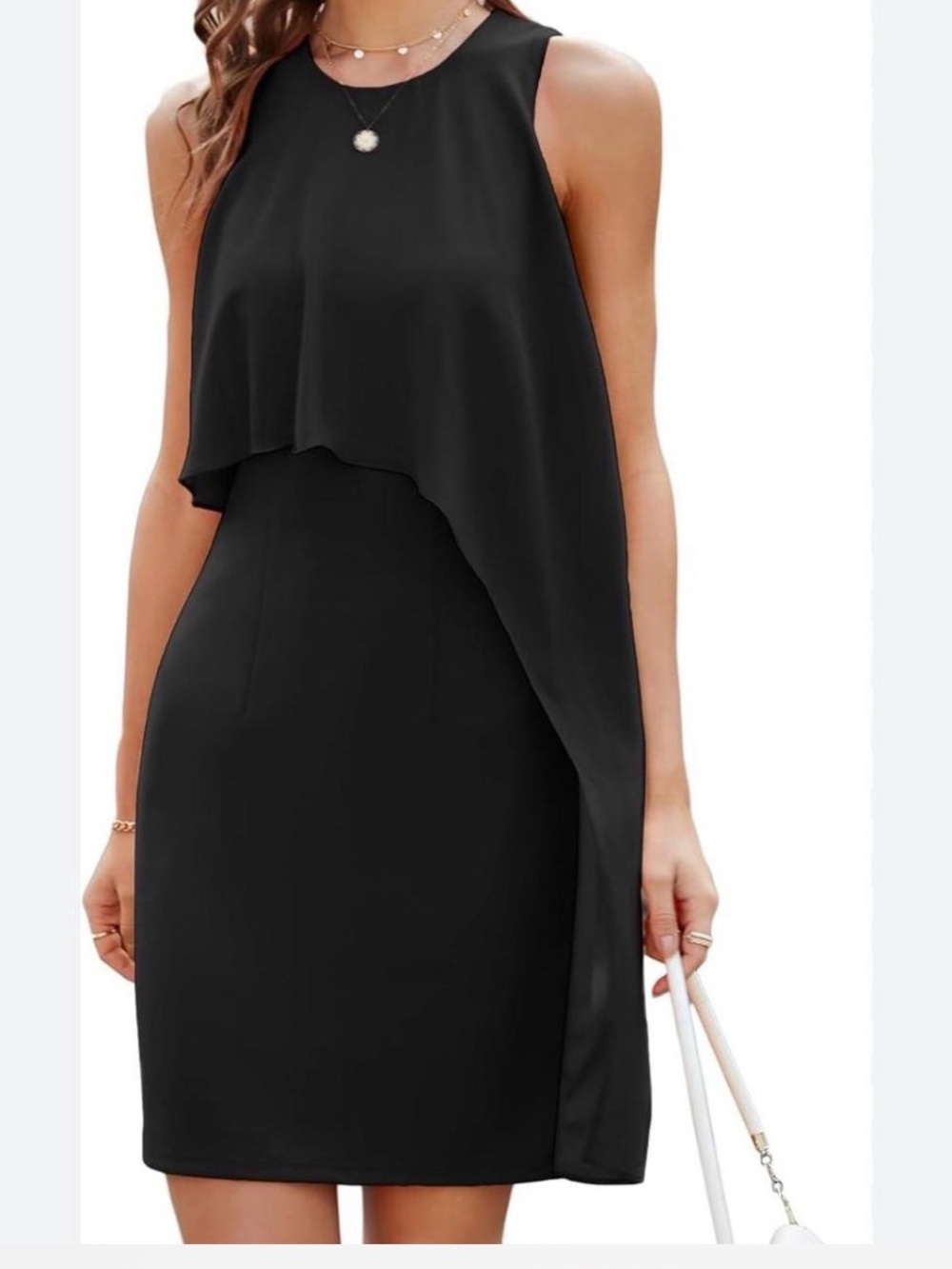 Classic Black Layered Sheath Dress - Women